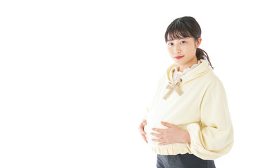 私服姿の若い妊婦の女性