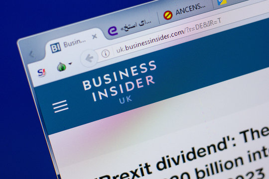 Ryazan, Russia - June 17, 2018: Homepage of BusinessInsider website on the display of PC, url - BusinessInsider.com.
