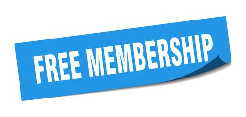 free membership sticker. free membership square sign. free membership. peeler