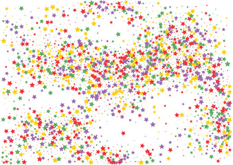 Festive color star confetti background. Abstract frame confetti texture for holiday, postcard, poster, website, carnivals, birthday and children's parties. Cover confetti mock-up. Wedding star layout