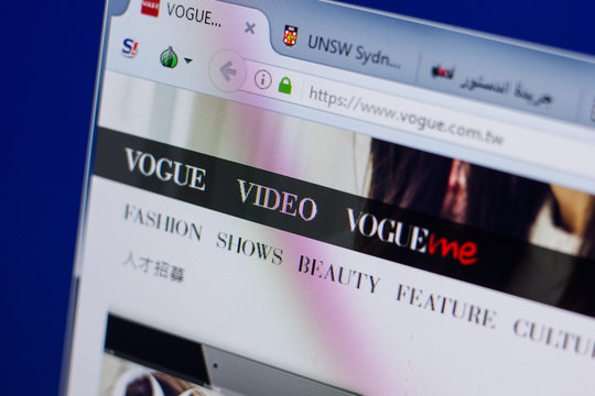 Ryazan, Russia - June 17, 2018: Homepage of Vogue website on the display of PC, url - Vogue.com.tw.