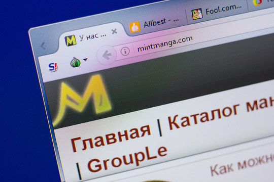 Ryazan, Russia - June 17, 2018: Homepage of MintManga website on the display of PC, url - MintManga.com.