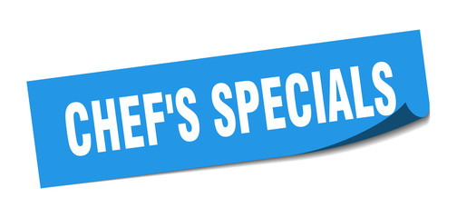 chef's specials sticker. chef's specials square sign. chef's specials. peeler