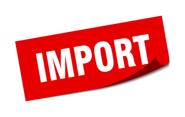 import sticker. import square sign. import. peeler
