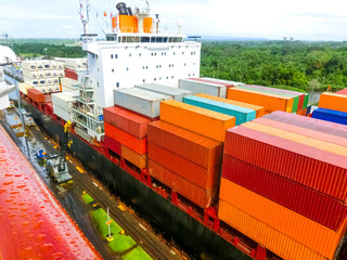 View of Panama Canal from cruise ship