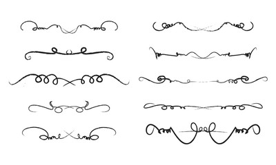 Stroke brush smooth curve straight swirly decorative lines vector black collection | Adobe Stock v2