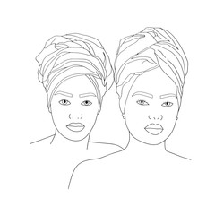 continuous line drawing of Afro woman. International Women's Day. Vector illustration for card, poster, modern design. Feminism concept.