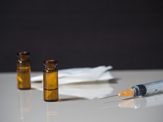 Substance abuse with Ketamine and syringe.