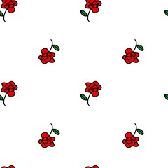 Pattern of red roses isolated on a white background. Old school. Design for textiles, packaging, postcards, website background