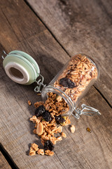 Jars of oatmeal and granola