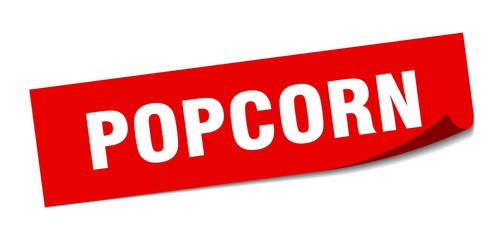 popcorn sticker. popcorn square sign. popcorn. peeler