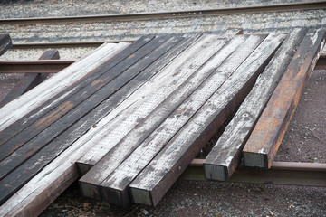 some wooden on the train rail - Image