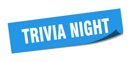 trivia night sticker. trivia night square sign. trivia night. peeler