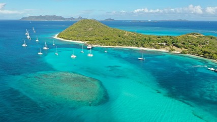 Fototapeta na wymiar Caribbean islands and sea, aerial view, St. Vincent & Grenadines