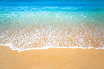 Wave of the sea on the sand beach
