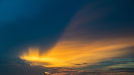 dramatic sky sunlight beam during sunset time