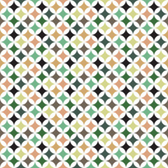 Green and pink pastel color shippo Japanese pattern. Seven treasures geometric design.