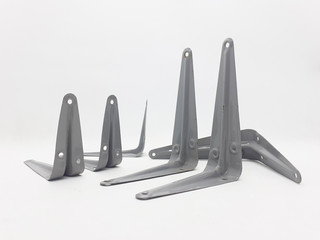 Small Stainless Steel L-plates Angle Corner Bars for Home Wall Furniture Assembly in White Isolated Background