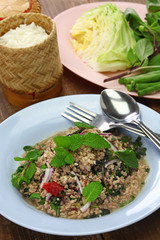 larb moo, pork type of Lao minced meat salad