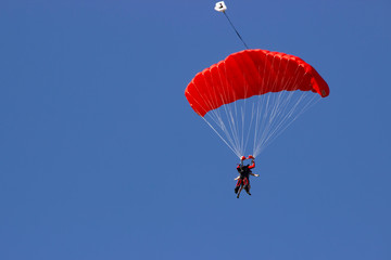 Skydiving jumping from an airplane.