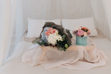 Beautiful spring bouquet with tender flowers