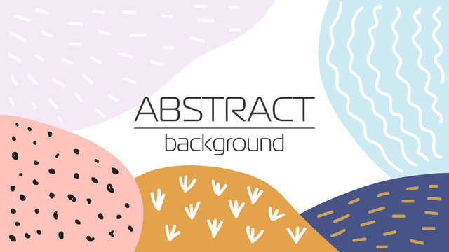 Creative desktop banner background with hand drawn abstract textured shapes, neutral colors