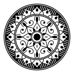 Circular pattern in form of mandala for coloring book, greeting card, phone case print. Anti-stress therapy pattern, coloring for adults. Hand drawn background, abstract round ornament.