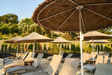 lounge chair on a tropical beach
