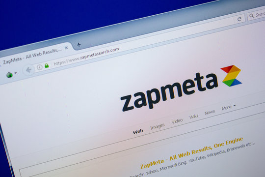 Ryazan, Russia - June 26, 2018: Homepage of ZapmetaSearch website on the display of PC. URL - ZapmetaSearch.com.