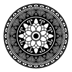 Mandala pattern black and white. Islam, Arabic, Pakistan, Moroccan, Turkish, Indian, Spain motifs