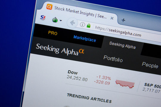 Ryazan, Russia - June 26, 2018: Homepage of SeekingAlpha website on the display of PC. URL - SeekingAlpha.com.