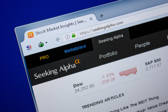 Ryazan, Russia - June 26, 2018: Homepage of SeekingAlpha website on the display of PC. URL - SeekingAlpha.com.