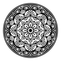Mandala pattern black and white. Islam, Arabic, Pakistan, Moroccan, Turkish, Indian, Spain motifs