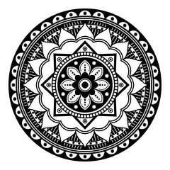 Mandala pattern black and white. Islam, Arabic, Pakistan, Moroccan, Turkish, Indian, Spain motifs