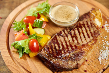 grilled beef steak with vegetables