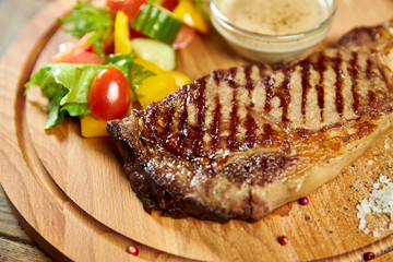 grilled beef steak with vegetables