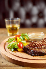 grilled beef steak with vegetables