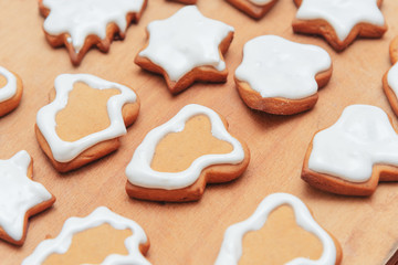 Holiday dessert homemade cookies with white icing.