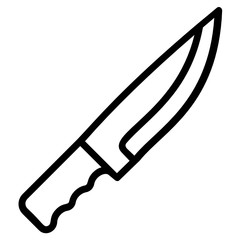 Hunter Knife Concept, Sharp Blade Vector, Camping Outdoor  Metal Tool on white background