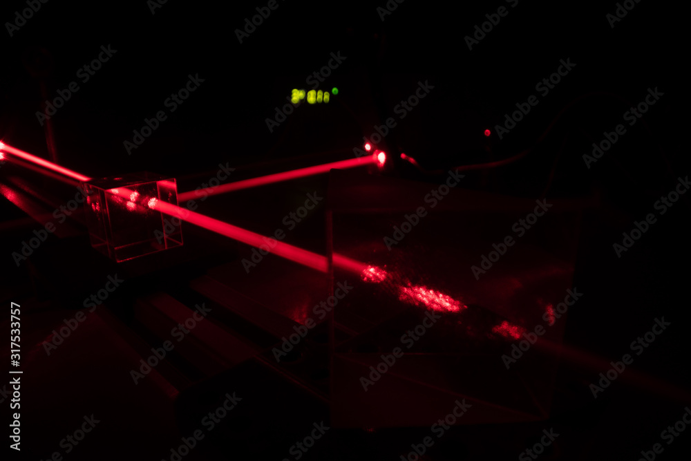 Poster laser beam in optical laboratory