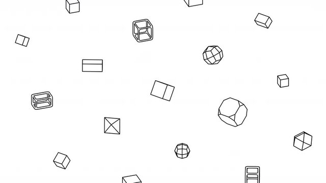 Abstract background design, rotating geometric shapes, seamless looped 4k animation