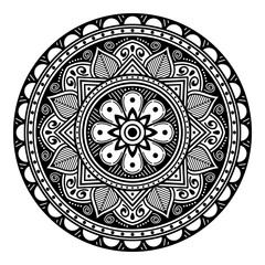 Mandala pattern black and white. Islam, Arabic, Pakistan, Moroccan, Turkish, Indian, Spain motifs