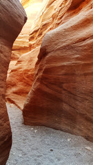 Walkway slot in Red Canyon. Negev Desert, Eilat, Israel