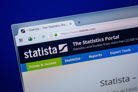 Ryazan, Russia - June 26, 2018: Homepage of Statista website on the display of PC. URL - Statista.com.