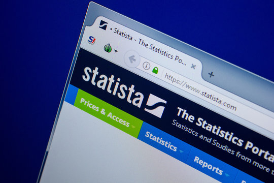 Ryazan, Russia - June 26, 2018: Homepage of Statista website on the display of PC. URL - Statista.com.