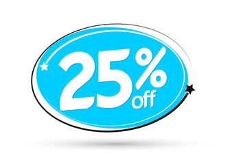 Sale 25% off, discount banner design template, promo tag, vector illustration