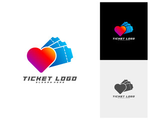 Love Ticket Creative logo concepts, abstract colorful icons, elements and symbols, template - Vector