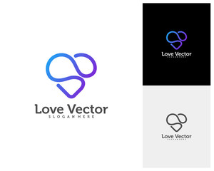 Love Heart Creative logo concepts, abstract colorful icons, elements and symbols, template - Vector