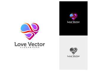 Love Heart Creative logo concepts, abstract colorful icons, elements and symbols, template - Vector