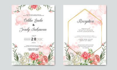 Fototapeta na wymiar beautiful and romantic flower wedding invitation